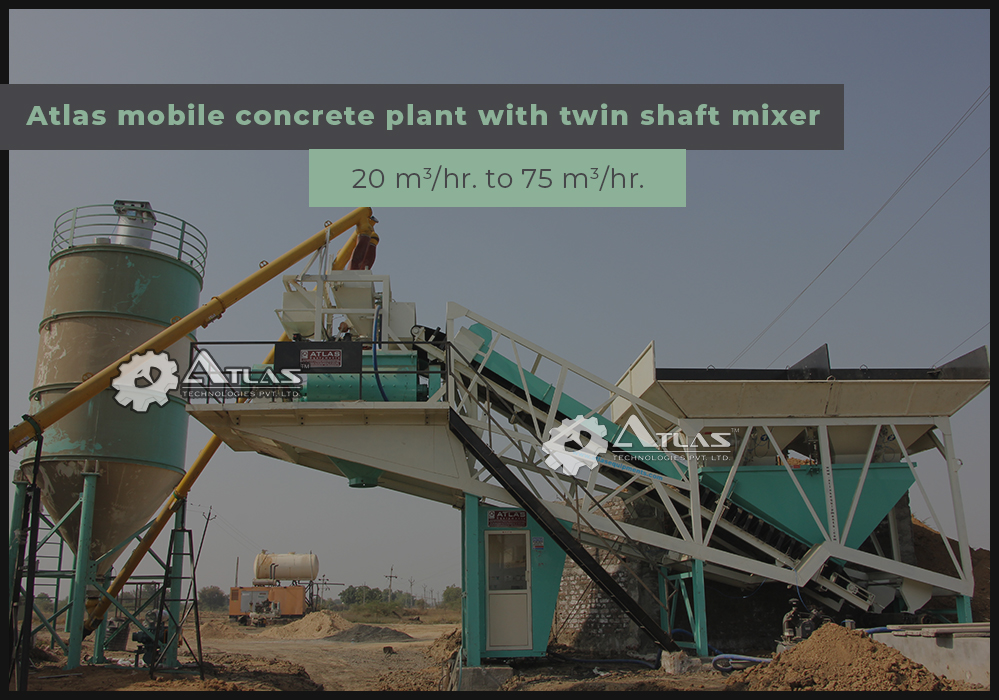 Atlas mobile concrete plant with twin shaft mixer