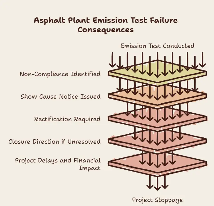 What happens when an asphalt plant fails a stack emission test